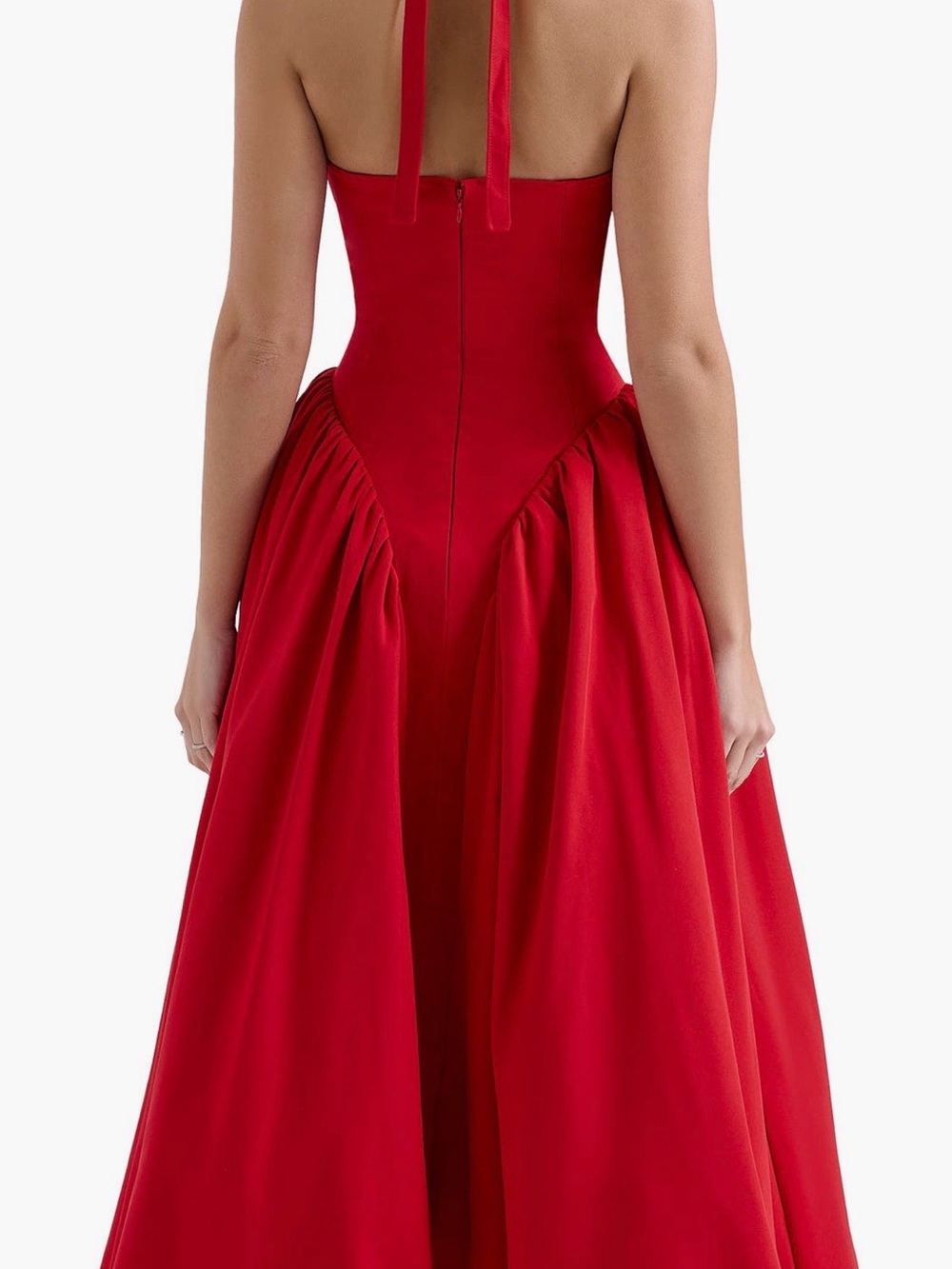 House of CB Red Deep V A-Line Midi Dress - Picture 3 of 10